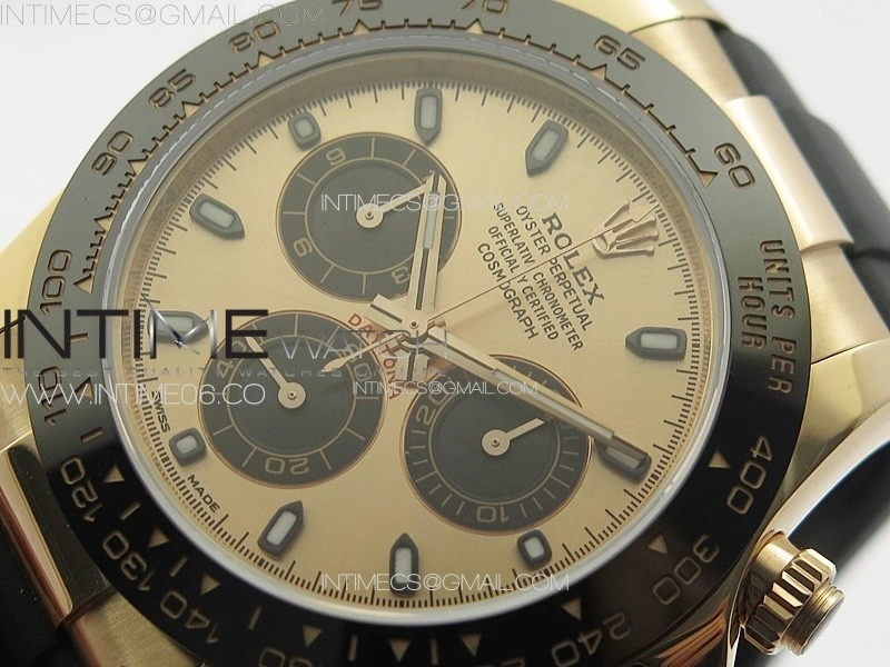 Daytona 116518LN RG APSF RG Dial Stick Markers On Rubber Strap Slim A7750