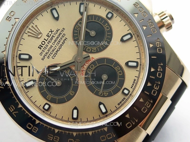 Daytona 116518LN RG APSF RG Dial Stick Markers On Rubber Strap Slim A7750