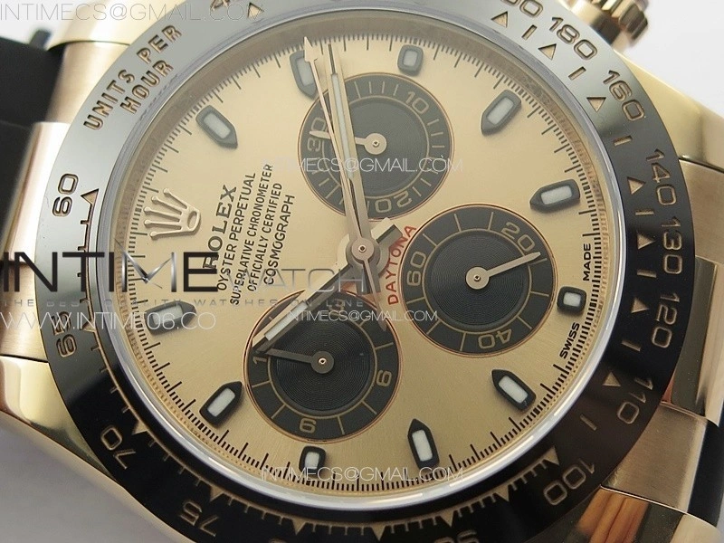 Daytona 116518LN RG APSF RG Dial Stick Markers On Rubber Strap Slim A7750