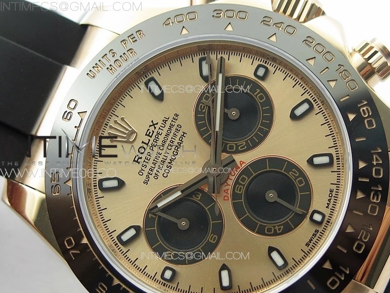 Daytona 116518LN RG APSF RG Dial Stick Markers On Rubber Strap Slim A7750