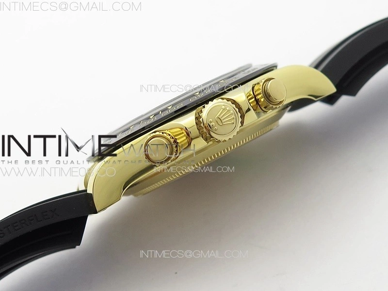 Daytona 116518LN YG APSF Black Dial Crystal Markers On Rubber Strap Slim A7750