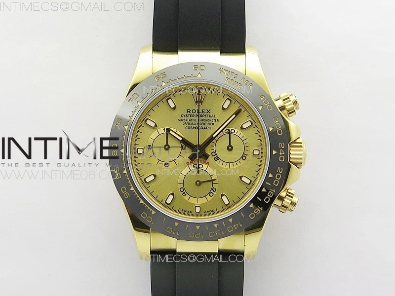 Daytona 116518LN YG APSF Gold Dial Stick Markers On Rubber Strap Slim A7750
