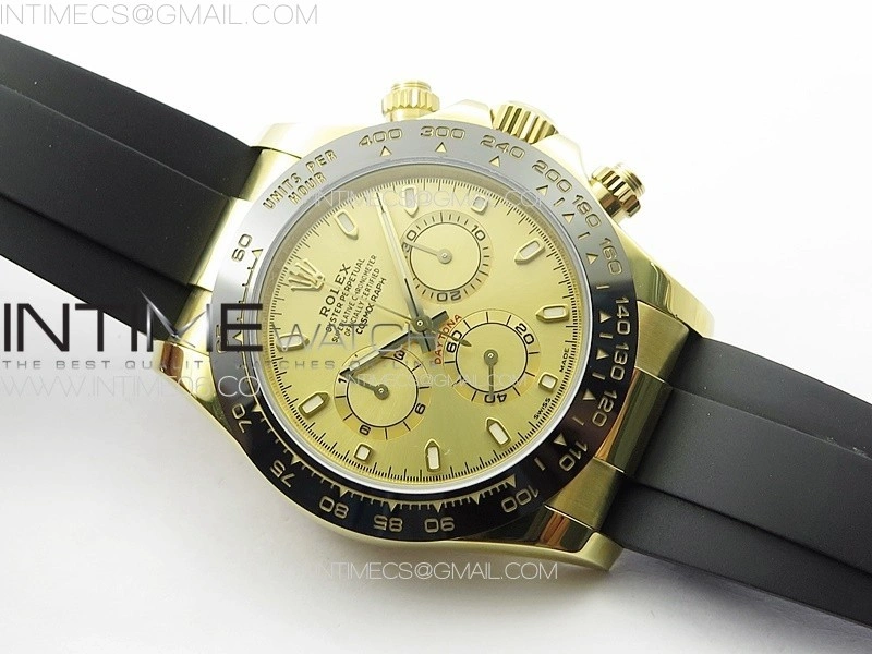 Daytona 116518LN YG APSF Gold Dial Stick Markers On Rubber Strap Slim A7750