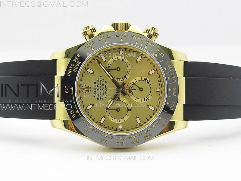 Daytona 116518LN YG APSF Gold Dial Stick Markers On Rubber Strap Slim A7750