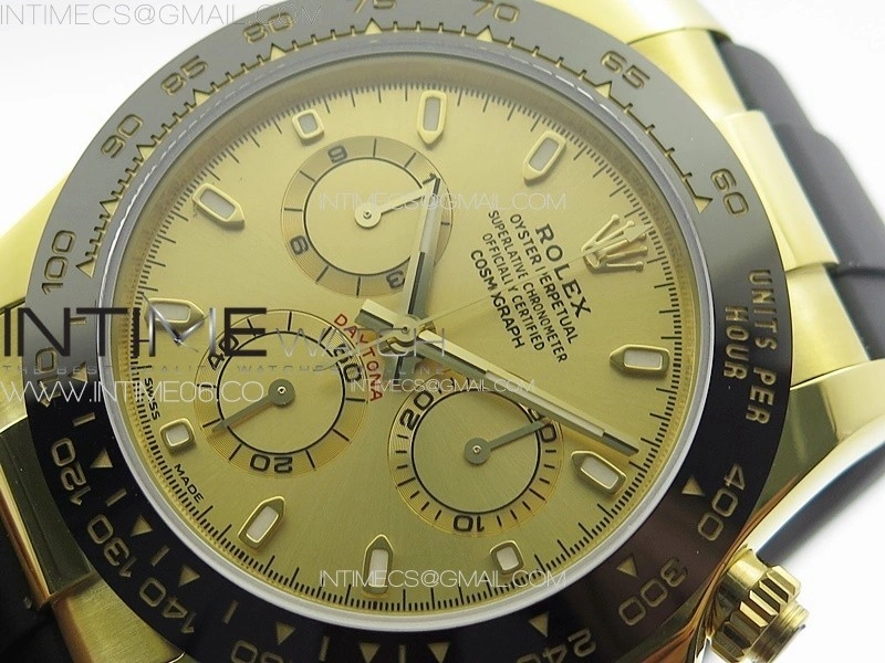 Daytona 116518LN YG APSF Gold Dial Stick Markers On Rubber Strap Slim A7750