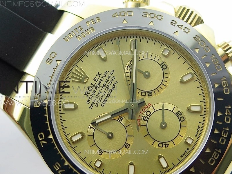 Daytona 116518LN YG APSF Gold Dial Stick Markers On Rubber Strap Slim A7750