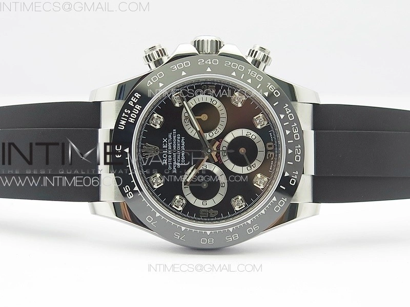 Daytona 116519LN APSF Black Dial Crystal Markers On Rubber Strap Slim A7750