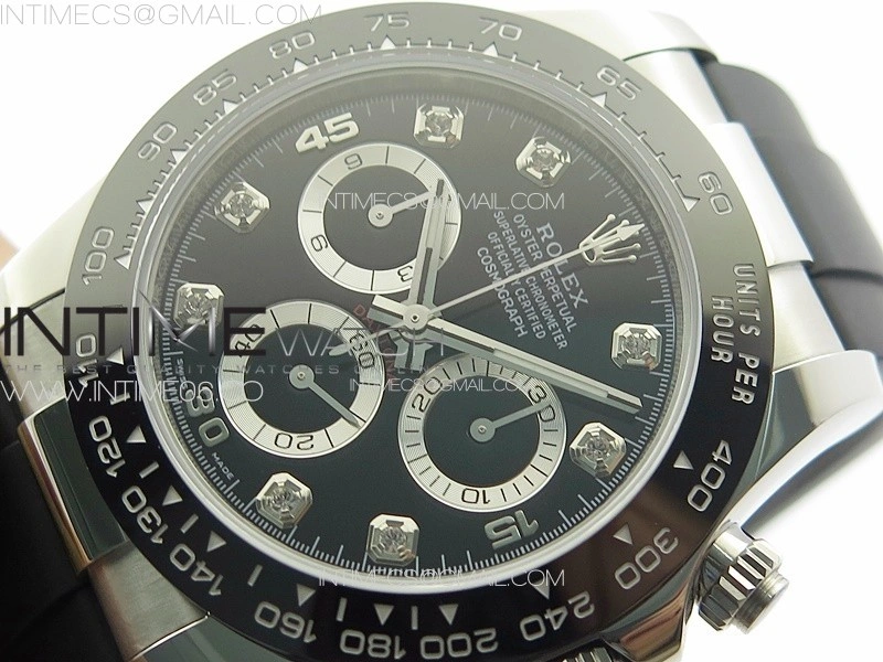Daytona 116519LN APSF Black Dial Crystal Markers On Rubber Strap Slim A7750