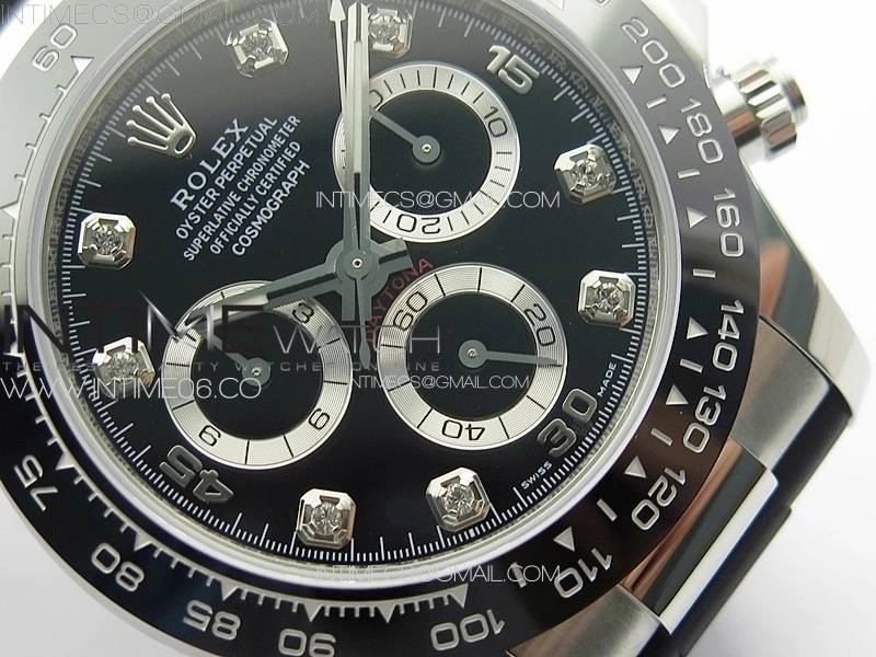 Daytona 116519LN APSF Black Dial Crystal Markers On Rubber Strap Slim A7750