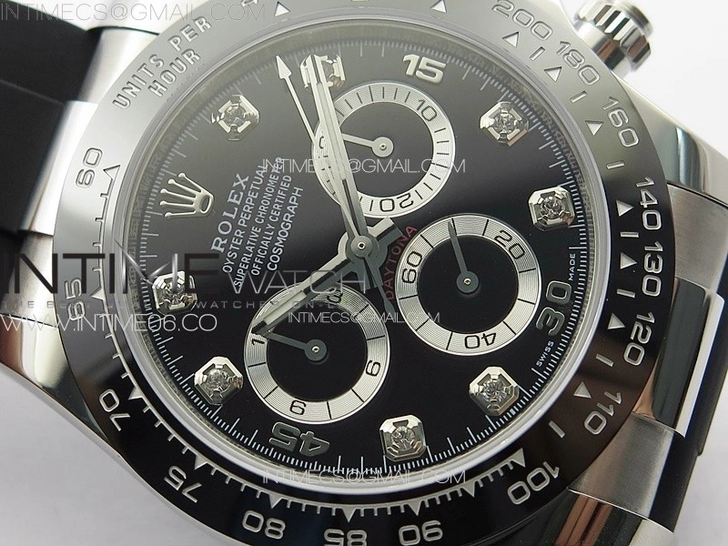 Daytona 116519LN APSF Black Dial Crystal Markers On Rubber Strap Slim A7750
