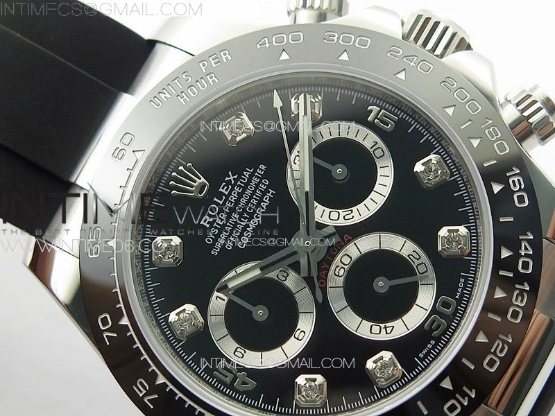 Daytona 116519LN APSF Black Dial Crystal Markers On Rubber Strap Slim A7750