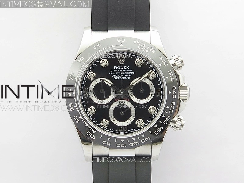 Daytona 116519LN APSF Black Dial Crystal Markers On Rubber Strap Slim A7750