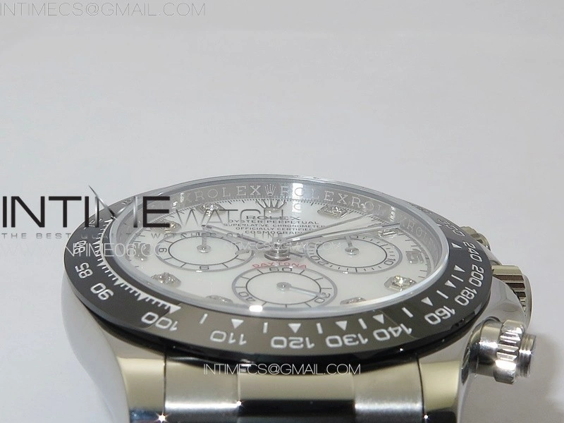 Daytona 116519LN APSF White MOP Dial Crystals Markers On Rubber Strap Slim A7750