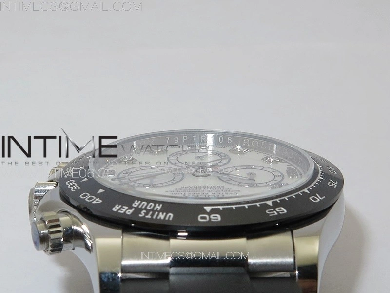 Daytona 116519LN APSF White MOP Dial Crystals Markers On Rubber Strap Slim A7750
