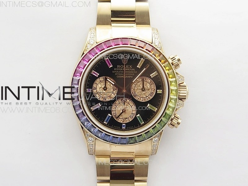 Daytona 116595 Rainbow RG APSF Best Edition Black dial On RG Bracelet A7750