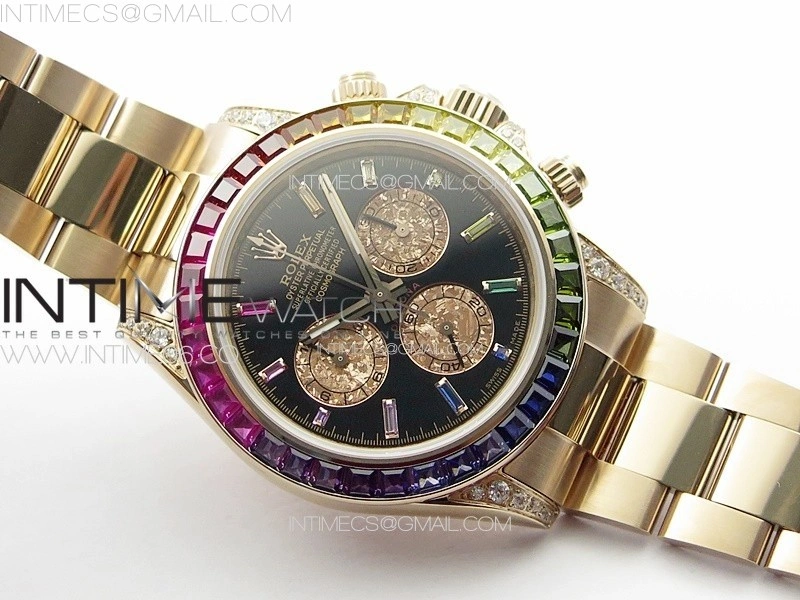 Daytona 116595 Rainbow RG APSF Best Edition Black dial On RG Bracelet A7750