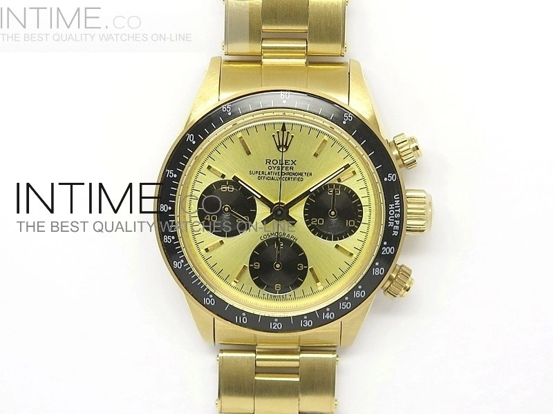 Daytona 6265 Black Bezel YG YG JKF Best Edition Gold Dial on Bracelet Venus 75