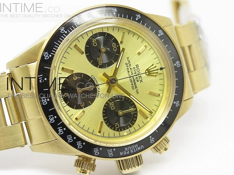 Daytona 6265 Black Bezel YG YG JKF Best Edition Gold Dial on Bracelet Venus 75