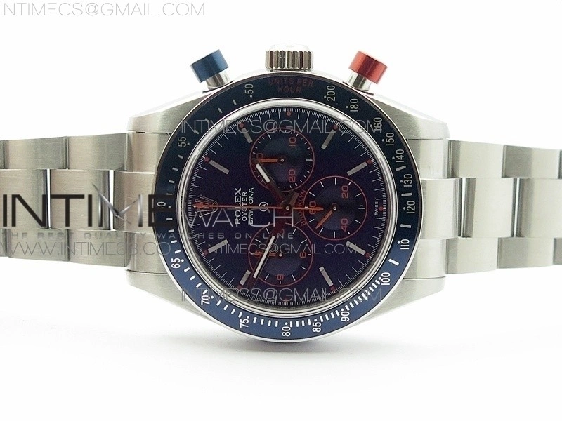 Daytona Blue Red Pushers BP Blue dial On SS Bracelet A4130