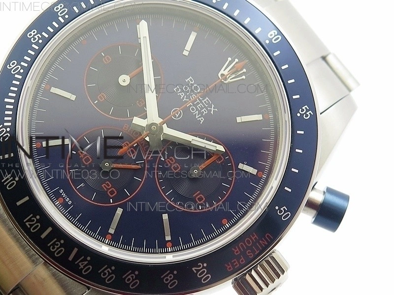 Daytona Blue Red Pushers BP Blue dial On SS Bracelet A4130