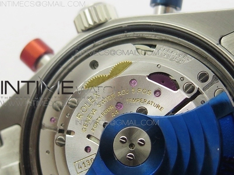 Daytona Blue Red Pushers BP Blue dial On SS Bracelet A4130
