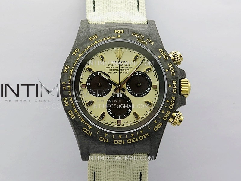 Daytona DIW Black Carbon DIWF Best Edition Cream Dial On Cream Nylon Strap A4801