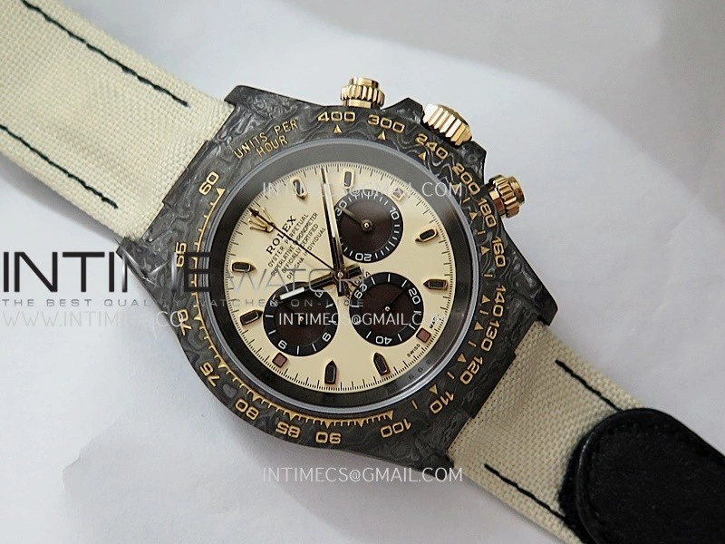 Daytona DIW Black Carbon DIWF Best Edition Cream Dial On Cream Nylon Strap A4801