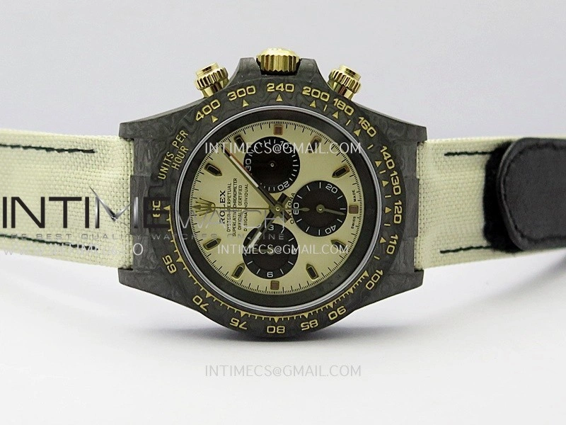Daytona DIW Black Carbon DIWF Best Edition Cream Dial On Cream Nylon Strap A4801