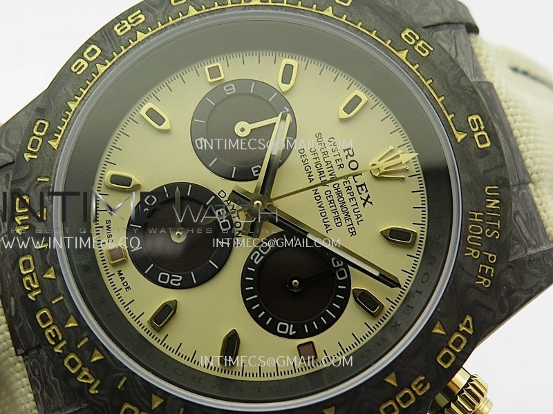 Daytona DIW Black Carbon DIWF Best Edition Cream Dial On Cream Nylon Strap A4801
