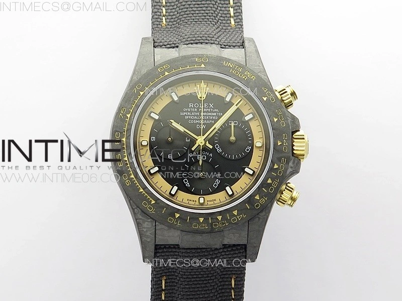 Daytona DIW Carbon YG DIWF Best Edition Black Gold Dial on Black Nylon Strap A7750