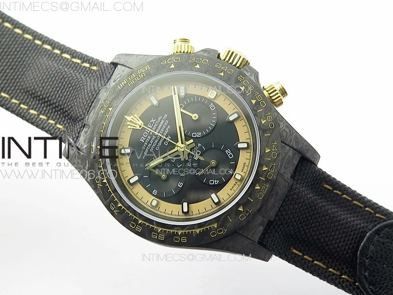 Daytona DIW Carbon YG DIWF Best Edition Black Gold Dial on Black Nylon Strap A7750