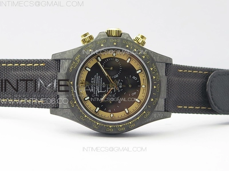 Daytona DIW Carbon YG DIWF Best Edition Black Gold Dial on Black Nylon Strap A7750