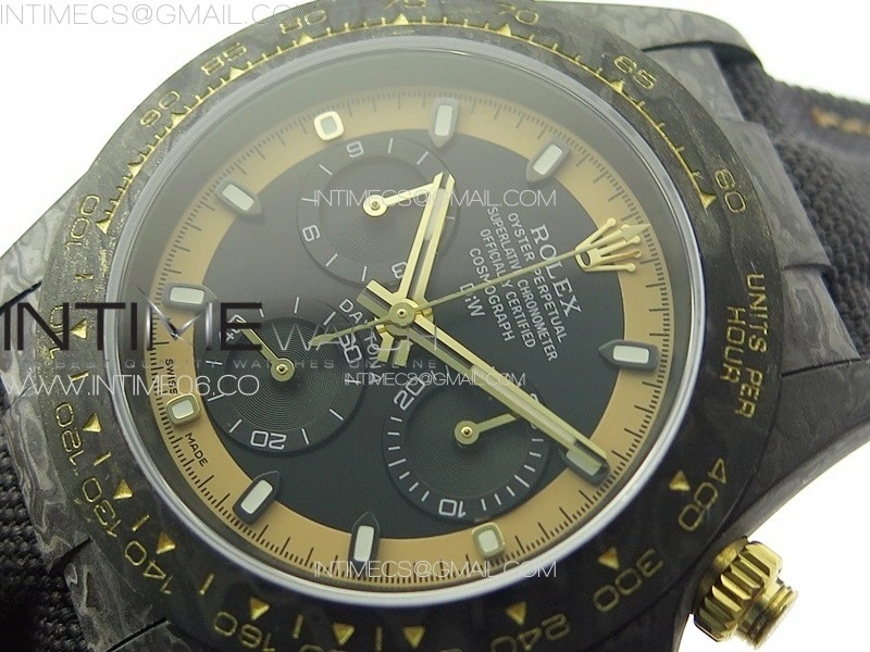 Daytona DIW Carbon YG DIWF Best Edition Black Gold Dial on Black Nylon Strap A7750
