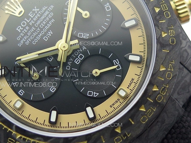 Daytona DIW Carbon YG DIWF Best Edition Black Gold Dial on Black Nylon Strap A7750