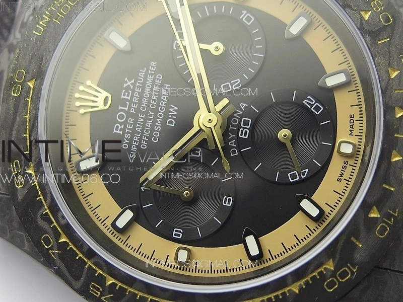 Daytona DIW Carbon YG DIWF Best Edition Black Gold Dial on Black Nylon Strap A7750