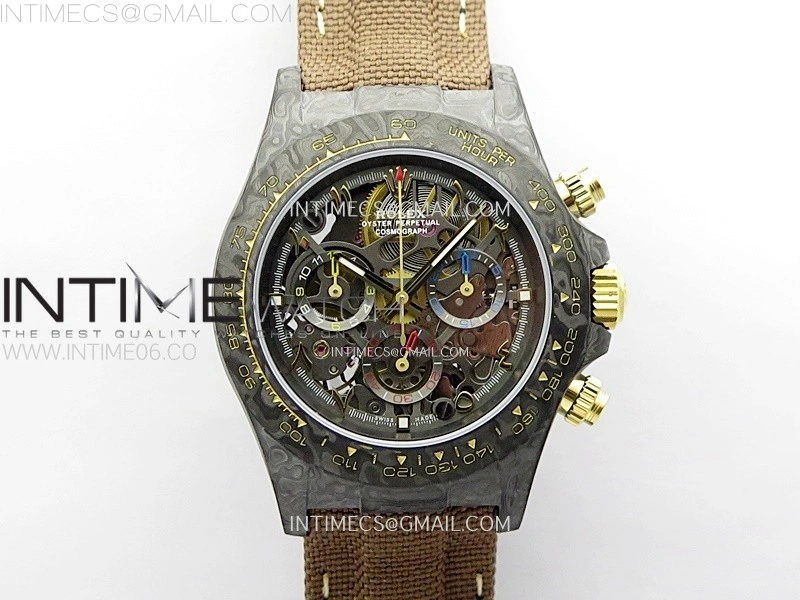 Daytona DIW Carbon YG DIWF Best Edition Skeleton Dial on Brown Nylon Strap SA4130