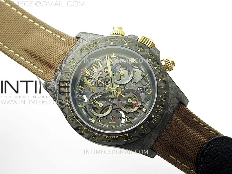 Daytona DIW Carbon YG DIWF Best Edition Skeleton Dial on Brown Nylon Strap SA4130