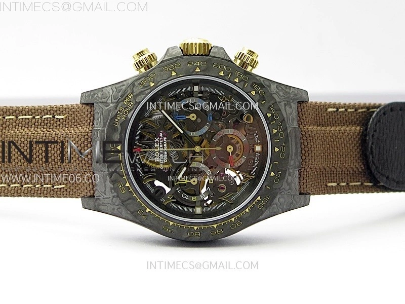 Daytona DIW Carbon YG DIWF Best Edition Skeleton Dial on Brown Nylon Strap SA4130