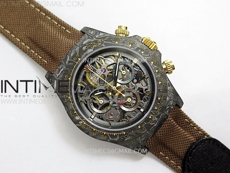 Daytona DIW Carbon YG DIWF Best Edition Skeleton Dial on Brown Nylon Strap SA4130