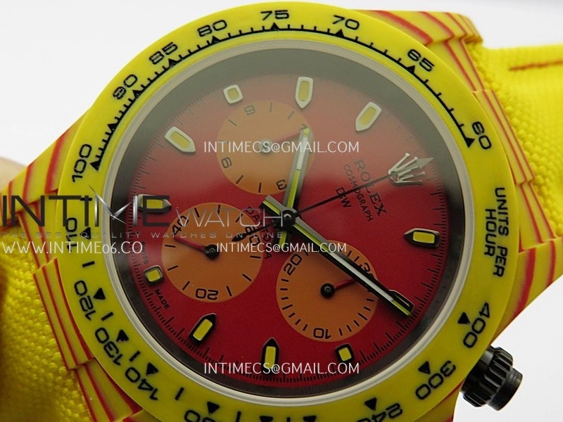 Daytona DIW Yellow Carbon DIWF Best Edition Red Dial On Yellow Nylon Strap A4801