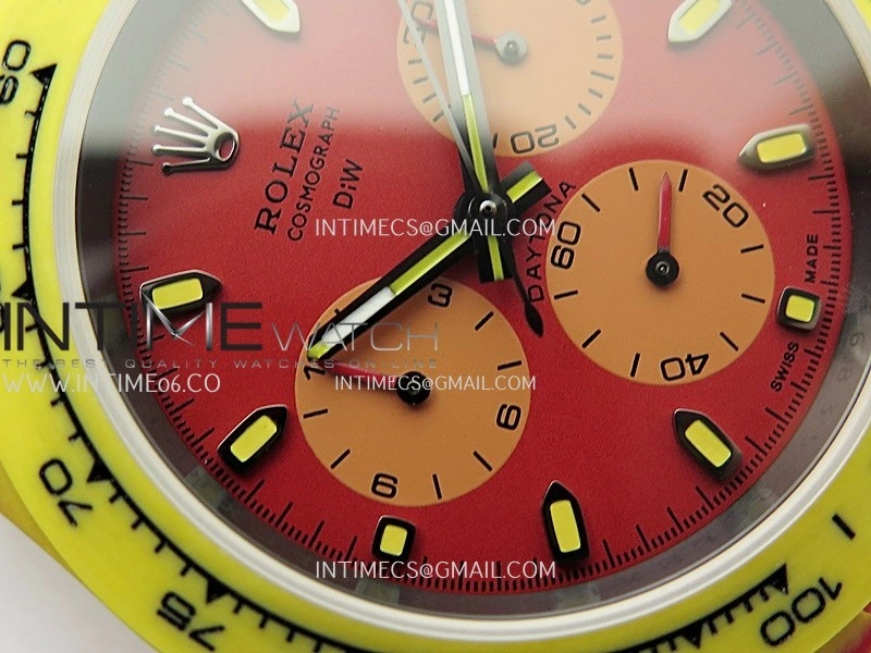 Daytona DIW Yellow Carbon DIWF Best Edition Red Dial On Yellow Nylon Strap A4801