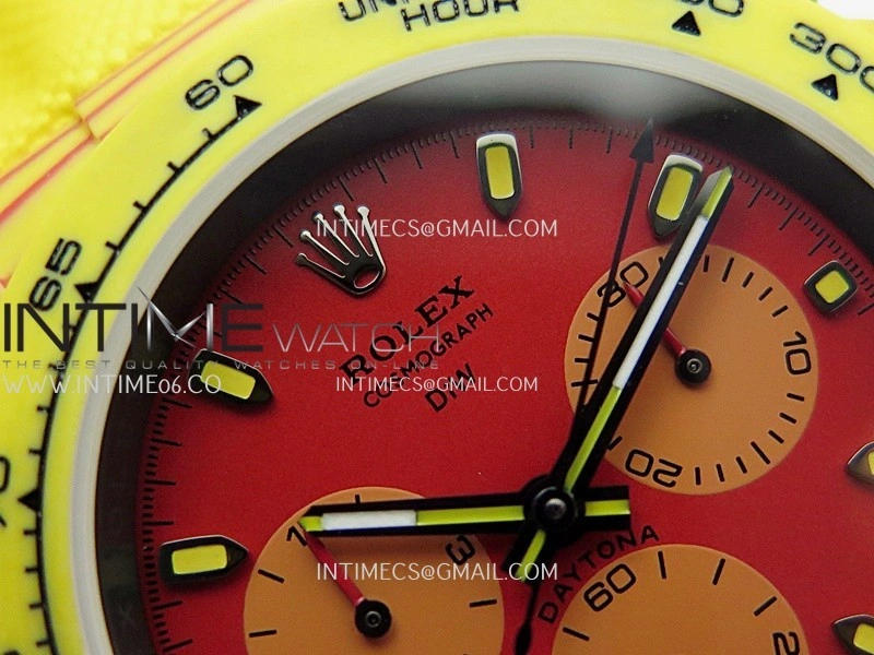 Daytona DIW Yellow Carbon DIWF Best Edition Red Dial On Yellow Nylon Strap A4801