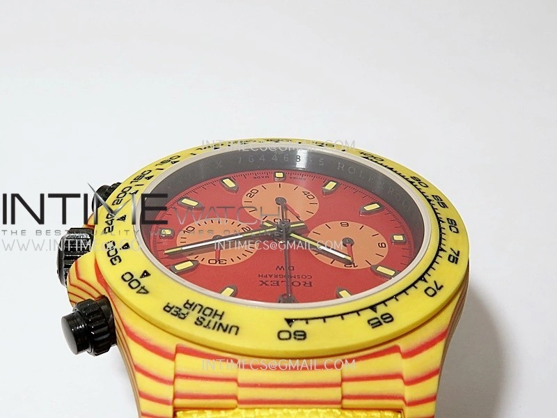 Daytona DIW Yellow Carbon DIWF Best Edition Red Dial On Yellow Nylon Strap A4801