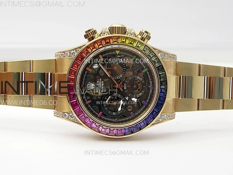 Daytona RG Rainbow Bezel GETF Best Edition Skeleton Dial on RG Bracelet SA4130
