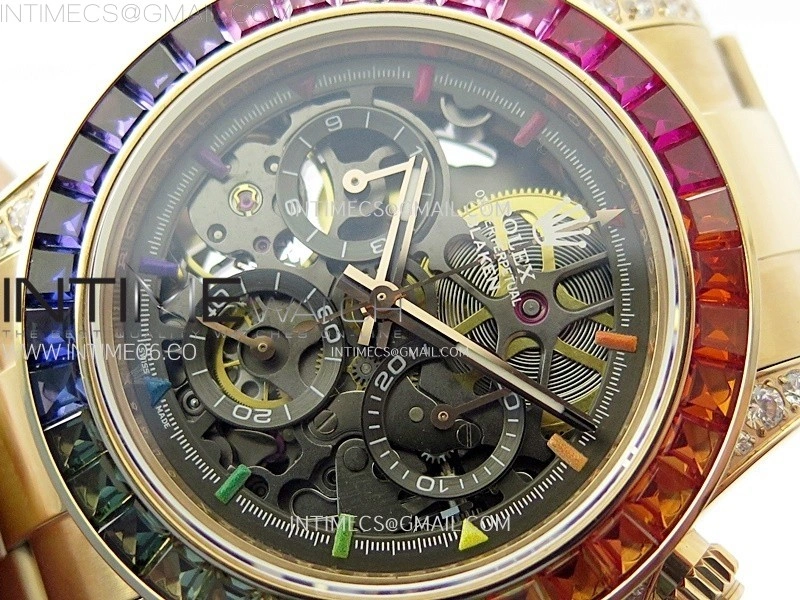 Daytona RG Rainbow Bezel GETF Best Edition Skeleton Dial on RG Bracelet SA4130