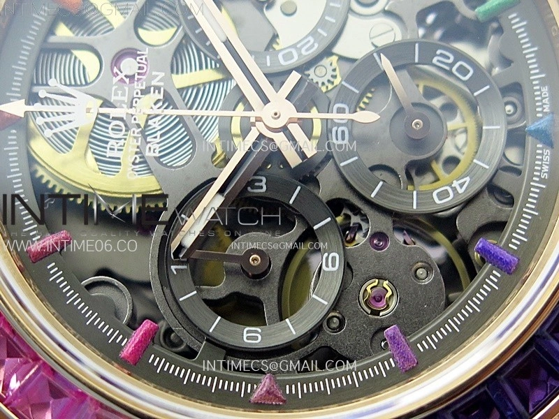 Daytona RG Rainbow Bezel GETF Best Edition Skeleton Dial on RG Bracelet SA4130