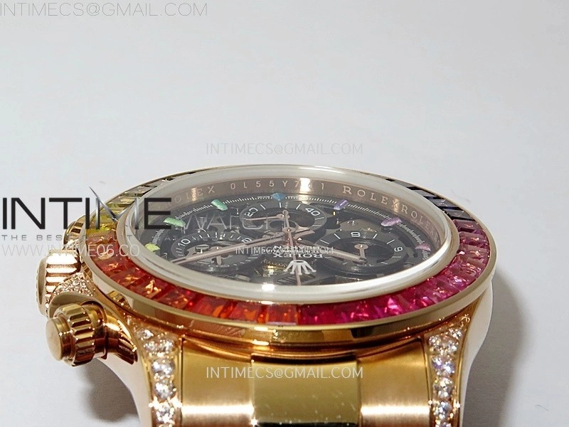 Daytona RG Rainbow Bezel GETF Best Edition Skeleton Dial on RG Bracelet SA4130