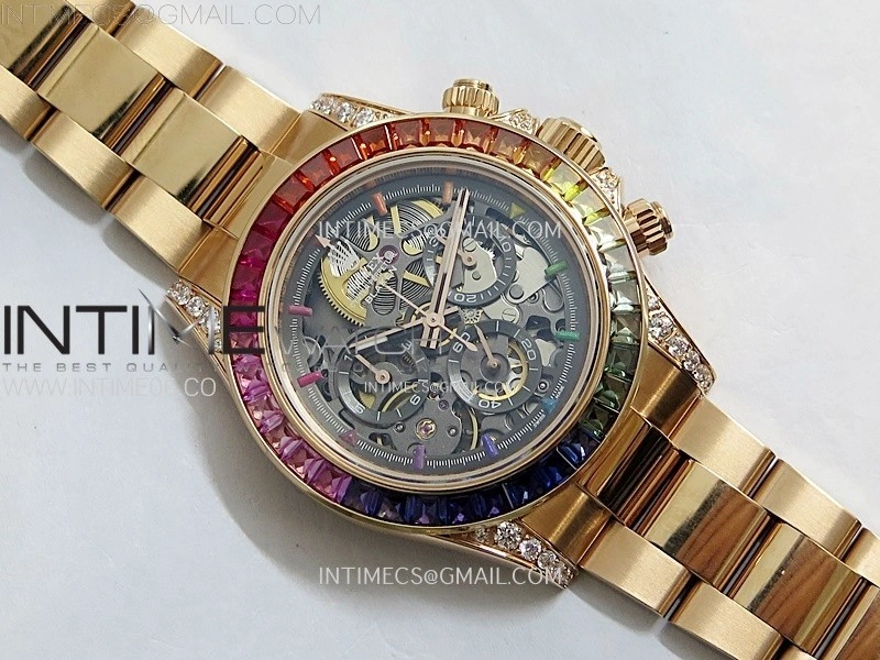 Daytona RG Rainbow Bezel GETF Best Edition Skeleton Dial on RG Bracelet SA4130