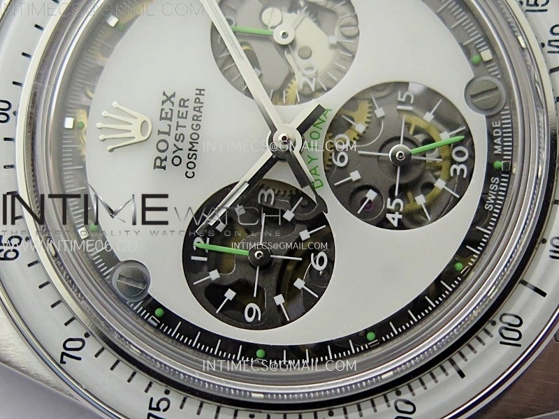 Daytona SS ADGF Best Edition White Skeleton Dial on SS Bracelet SA4130