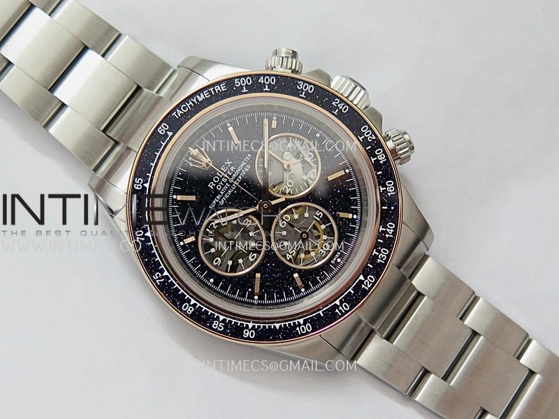 Daytona X SS RG ADGF Best Edition Black Skeleton Dial On SS Bracelet SA4130